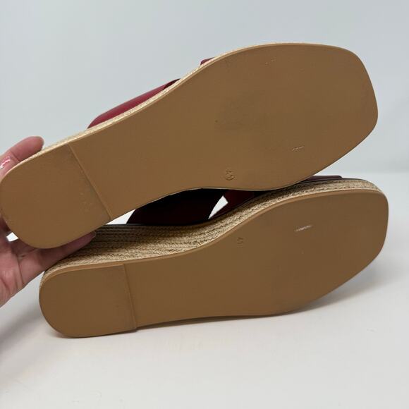 Bertuci Leather Sandals Women's 9.5 (41) Red Espadrilles Wedge Heel Summer NWT - Picture 13 of 15